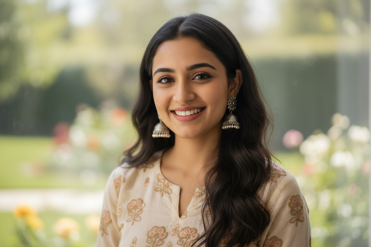 keep hair open and jhumka light